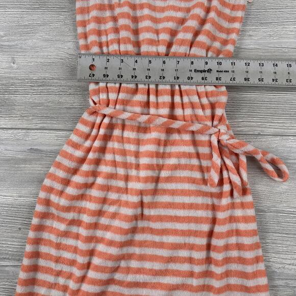 VTG Sundress Medium Orange White Striped Terry Cloth A Line Square Neck Maxi NWT - Picture 6 of 9